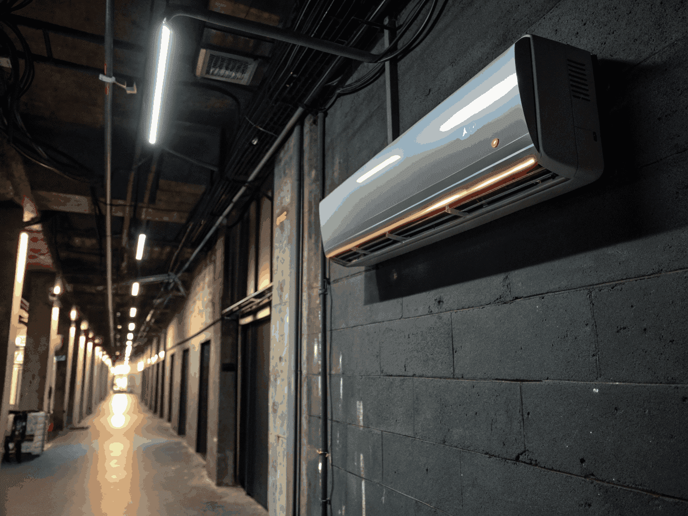 Natural view of an air-conditioning unit without people