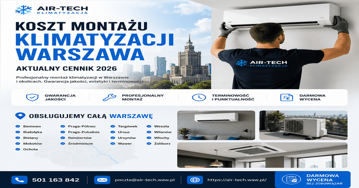 Koszt montażu klimatyzacji warszawa
