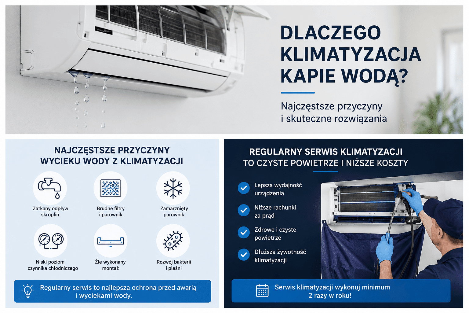dlaczego klimatyzacja kapie woda