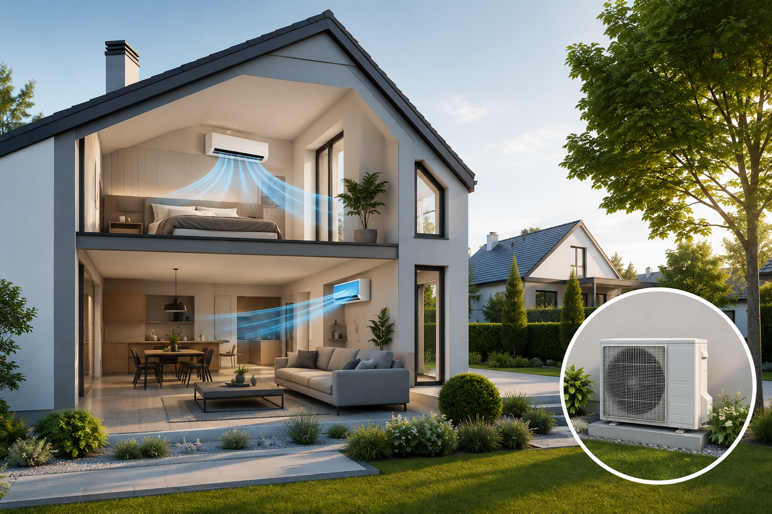 Natural view of an air-conditioning unit without people